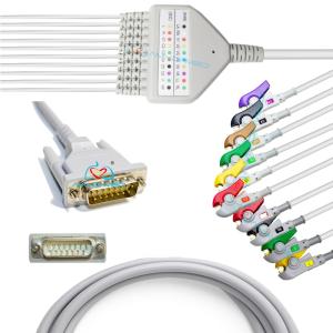 Wholesale SCHILLE Bionet Patient Monitors ECG EKG Cable With Leads DB15P 10 Lead Clip IEC Standard from china suppliers