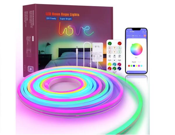 5M Full Color RGB Led Neon Flexible Silicone Ambient Light Strip Smart DIY