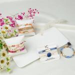 0.7mm clear elastic Beaded Bracelet Stack Set Hot Pink Leather crystal Zircon