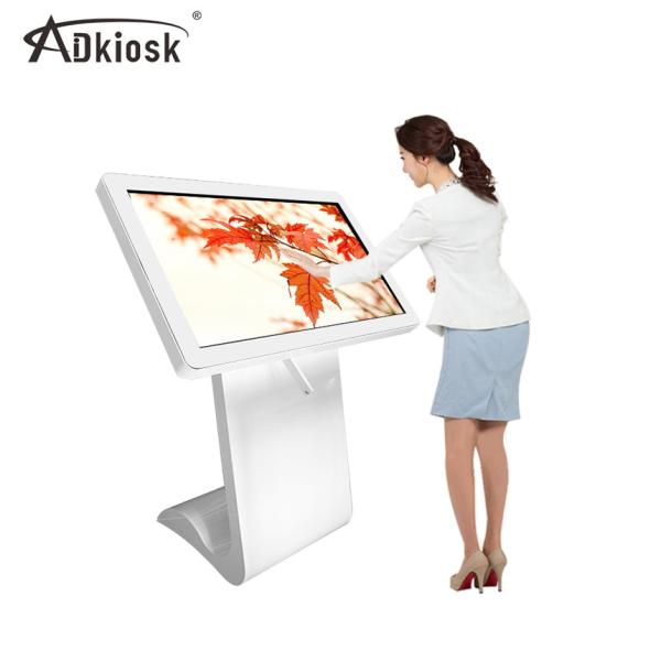 White Interactive Touch Screen Kiosk 49inch 180W Floor Stand LED Screen Android