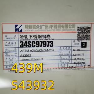 Wholesale Cold Rolled S43932 AISI439 DIN1.4510 Stainless Steel Sheet 0.5-4mm 2D Surface Automotive Exhaust System from china suppliers