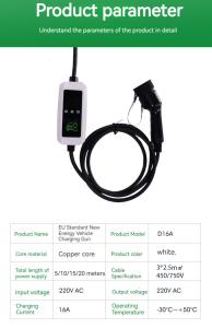 Wholesale Portable EV Charger 16A AC Current For Electric Vehicle Charging Station 3 Phase from china suppliers