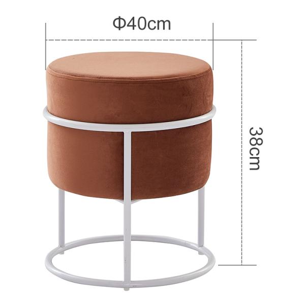 Living Room 0.072CBM 4.5kg Velvet Foot Stool With Metal Legs