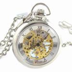 Mechanical Skeleton Gold Pocket Watches Fashional Pendant Watch