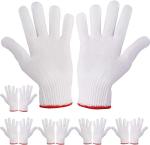 White Reusable Work Hand Cotton Gloves Grip Washable Reusable 90 Cotton 10 Nylon