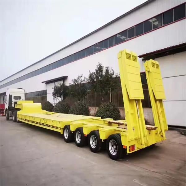 Wind Power Plate Transport Semi Low Bed Trailer 150tons Capacity Leaf Spring Suspension