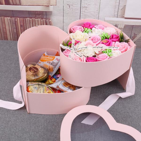 Exquisite Gift Packaging Boxes Romantic Round Double Layer Rotating Soap Flower