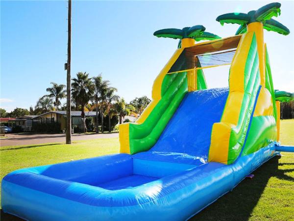 Industrial Residential Tropical Small Pool Inflatable Water Slides 9mL X 3mW X 4