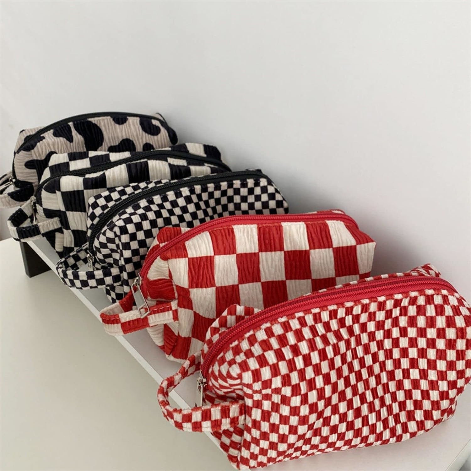 Toiletry Cosmetic Bag Organizer with Handle Red Daily Storage Purse Travel Bag