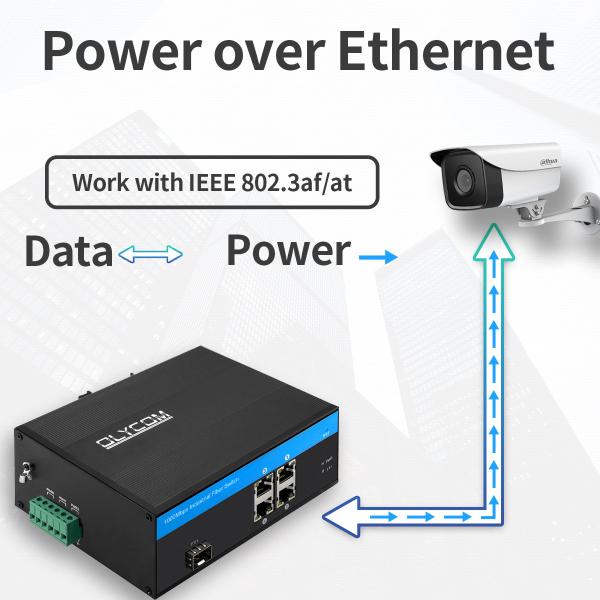 Gigabit 5 Port Ethernet POE Fiber Switch 120W Budget Unmanaged Industrial SFP