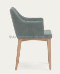 Solid Wood Leg Living Room Leisure Chair Unique Backrest Design Fabric Dining