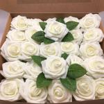 Artificial Flower Foam Rose With Leaf and Stem For Wedding gift Birthday gift