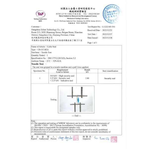 250*27.5*12.4mm Logistics Container Cable Seal Self Locking US-CC182B