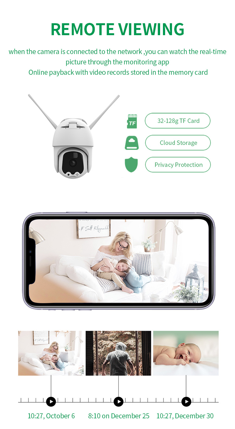 Outdoor Waterproof Wireless Solar Camera 360 Degree PTZ Wifi Security Camera