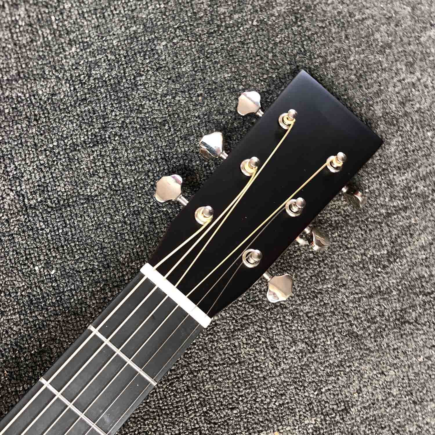 Custom Solid Spruce Top Wood OM JM 14 Frets Acoustic Guitar Fishbone Binding