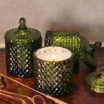 Color Cylinder Scented Jar Candle Soy Wax Jar With Glass Lid 500g Wax Weight