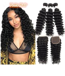 Wholesale 100% Brazilian Human Hair Extensions Deep Wave Virgin Hair Double Weft from china suppliers