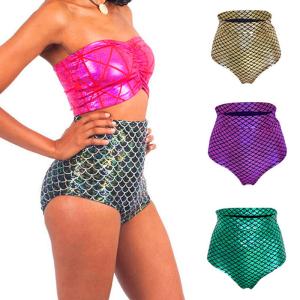 Wholesale OEM Design High Waisted Mermaid Swimsuit Holographic Stretchy Liquid Wet Look from china suppliers