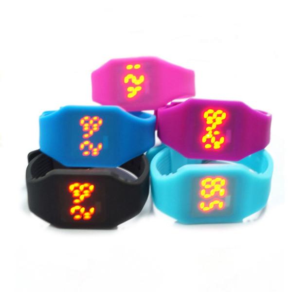 Waterproof Silicone Digital Led Watch , Electronic Movement Square Unisex