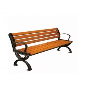 China Durable Public Ornamental Iron Parts Wood Slats Cast Iron Outdoor Garden Chair on sale