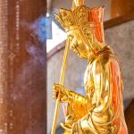 Bronze And Gold Leaf Ksitigarbha Bodhisattva Art