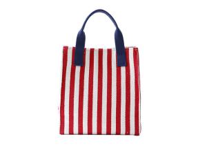 Wholesale Reusable Lunch Cooler Bags Stripe Pattern With Pure Cotton Texture Handle from china suppliers