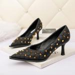 6899-1 Sexy Pointed Shallow Mouth High Heels Are Thin Nightclub Rivet Women'S