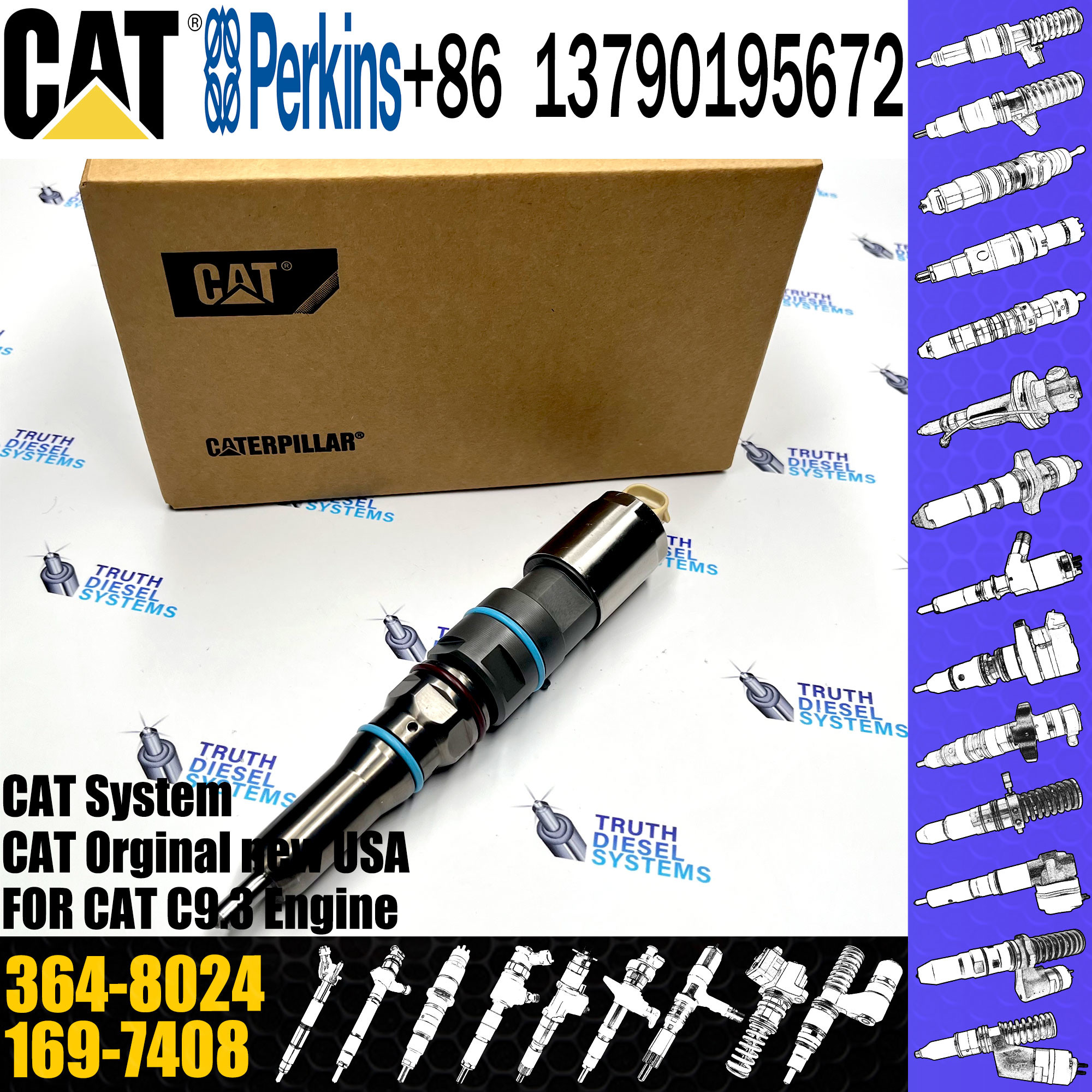 Diesel Common Fuel Rail Engine Injector 232-1183 364-8024 169-7408 171-9704 222-5967 196-1401