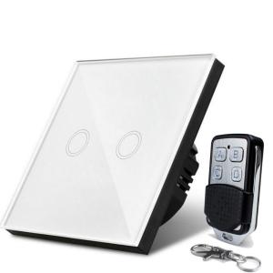 Wholesale EU Standard Wall Wireless Remote Control Touch Screen Crystal Glass Panel Switch, 2 Gang Light Wall Touch Switch from china suppliers