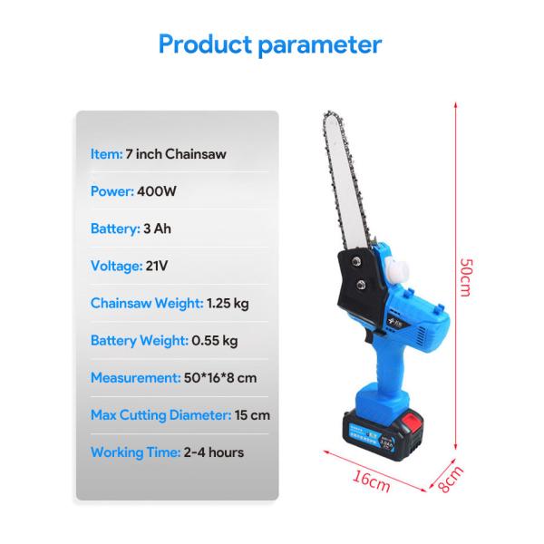 Corded Chain Saws 21V professional 7 inch portable mini electric start chainsaw