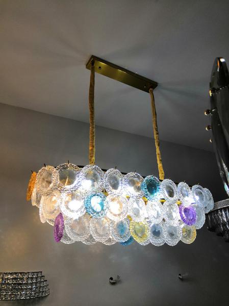 Rainbow round glass transparent chandelier Manggic Gold Color Suspension