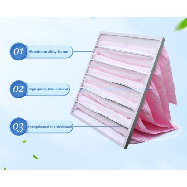 Pocket Bag Filter Offering Large Filtration Area Low Resistance And High Dust Holding Capacity Designed For Cleanroom Grade F7