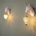 Creative Cartoon Unicorn Lamp Pink Children's Room Decor Unicorn Beside Wall