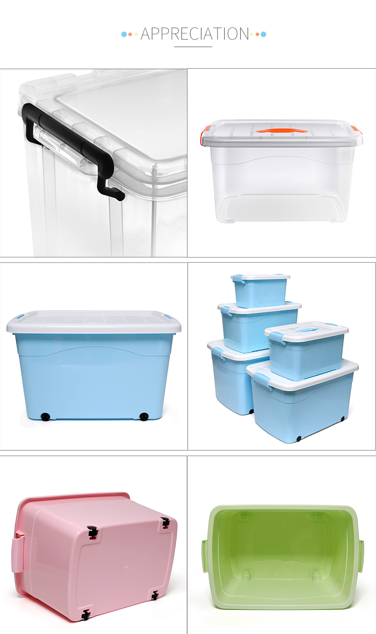Blue 24L 30L Baby Plastic Storage Organizer Storage Bins With Lids And Wheels