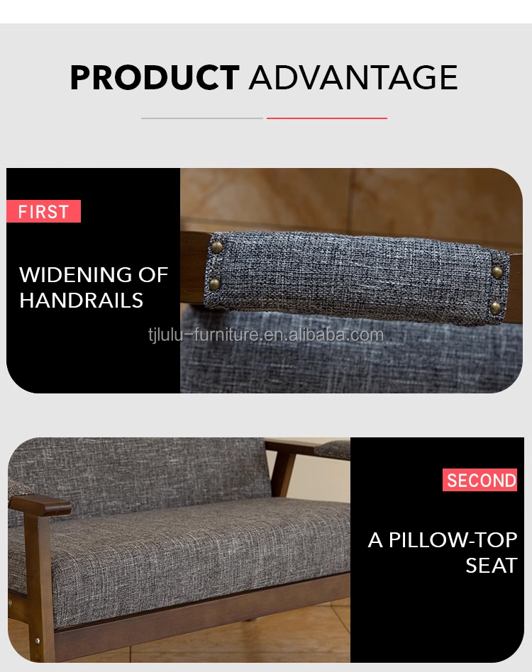 Modern Design Soft Seat Chair for Living Room and Hotel W65*D59*H75CM Solid Wood Fabric Wooden Sofa Chair