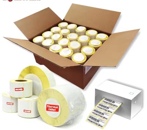 Adhesive Thermal Label Blank Thermal Label Adhesive Barcode Sticker with yelllw