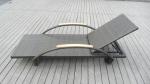 Modern Rattan Sun Lounger , Folding Lounger With Side Tea Table