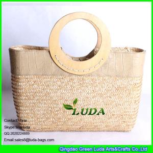 Wholesale LUDA round handles straw handbag plain wheat straw hobo bags for 2016 from china suppliers