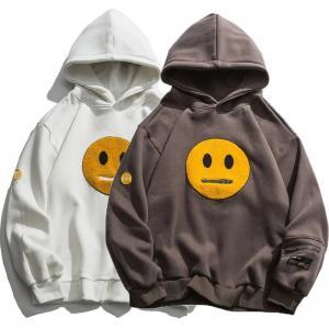 Wholesale Patchwork Sports Team Hoodies Zipper Pocket Smile Face Fleece Pullover from china suppliers