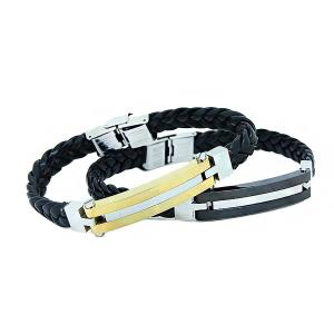 Wholesale Europ American Fashion Trendy Stainless Steel Geniune PU Leather Bracelet Bangle LBL70 from china suppliers