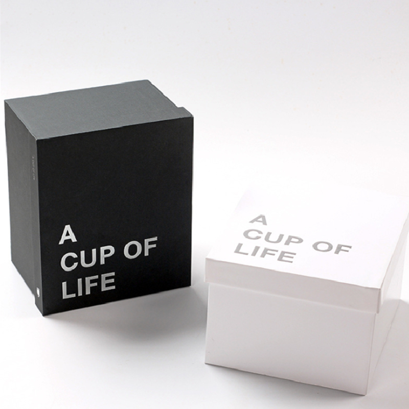 500pcs MOQ Elegant Black Paper Mug Box with Satin Inner Customizable