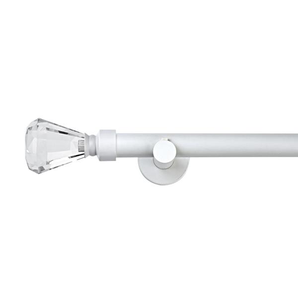 Exquisite Stereoscopic Crystal Curtain Finials With Metal Curtain Rod White