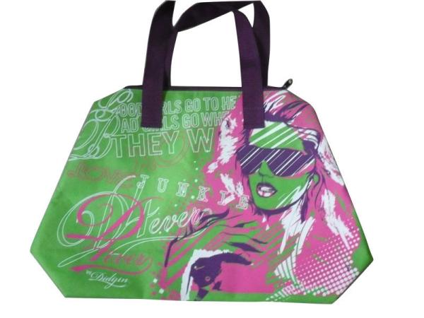 Green / Blue / Pink / Orange 75g Zipper Shopping Bag, Non Woven Carry Bags For