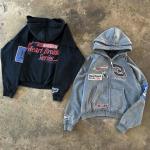 Custom Reversible Stitch Hoodie Applique Distressed Embroidery Stone Wash