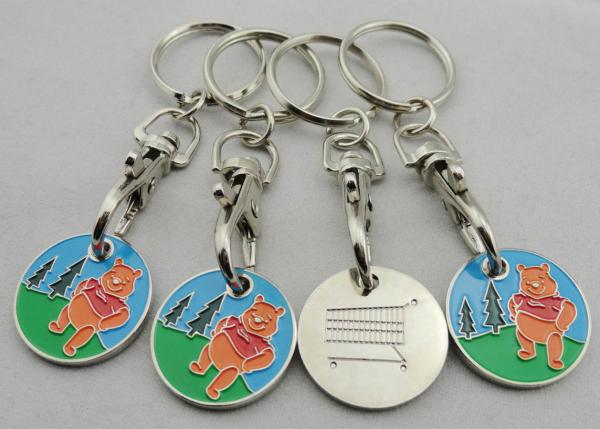 Quality Personalised Iron, Brass, Copper Animal Shopping Trolley Coin Keychain with Die Cast, Die Struck, Stamped for sale