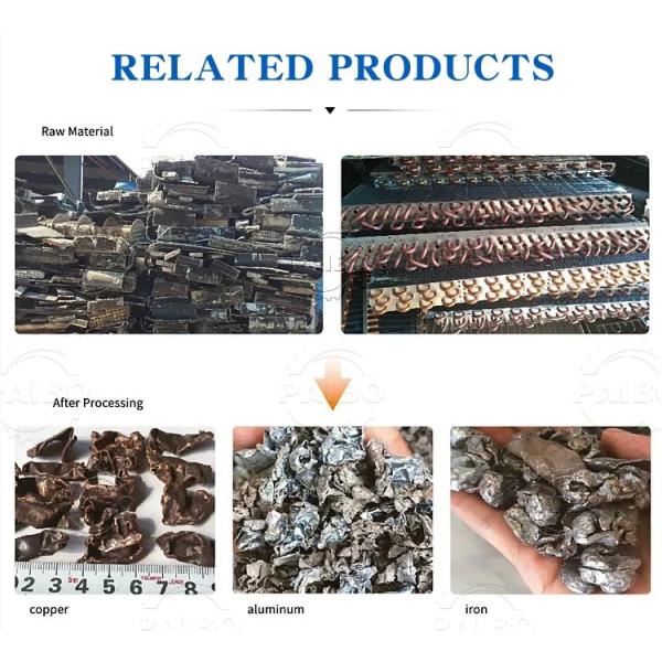 Air Separation Method Scrap Air Conditioner Condenser Coil Recycling Machine radiator shredder