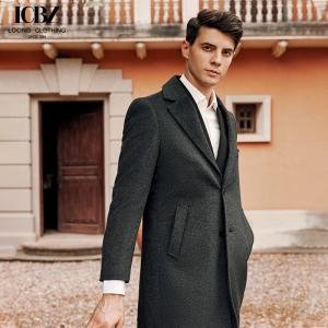 Wholesale End Loose Woolen Windbreaker Custom OEM Men's Mid-Length Gray Wool Coat for Business from china suppliers