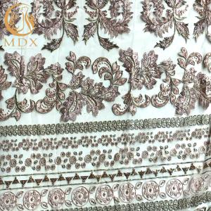 Wholesale Customized Gold Embroidery Lace Handmade Beaded Decorative Lace Fabric from china suppliers