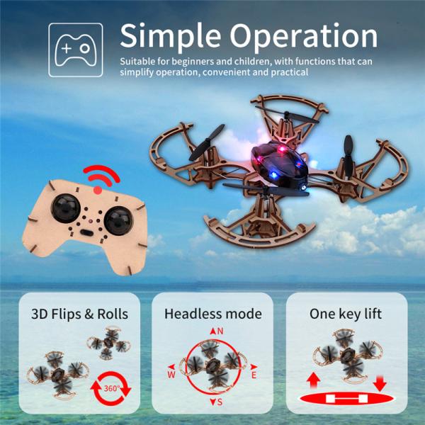 2.4g Remote Control Quadcopter Set Bemay Toy Wooden Assemble Educational Rc Drone Kit