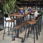 Rectangle Bistro Bar Table And Stools Wooden Metal Industrial High Table And